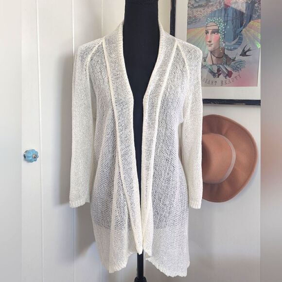 Eileen Fisher White Linen Knit Open Weave sz MD EUC - Picture 1 of 9